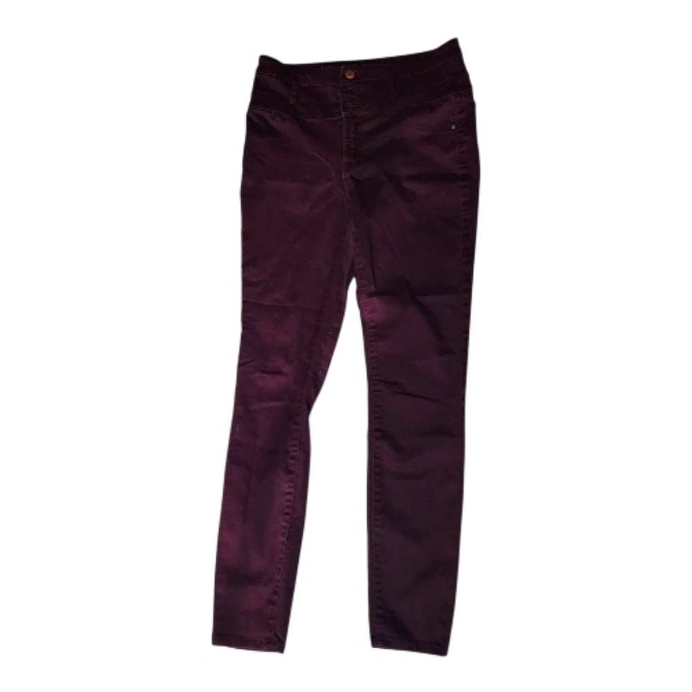 Refuge High Waisted Skinny Pants Burgundy Wine, Size 6